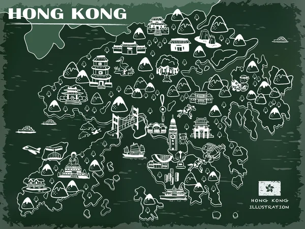 Mapa de viagem de Hong Kong —  Vetores de Stock