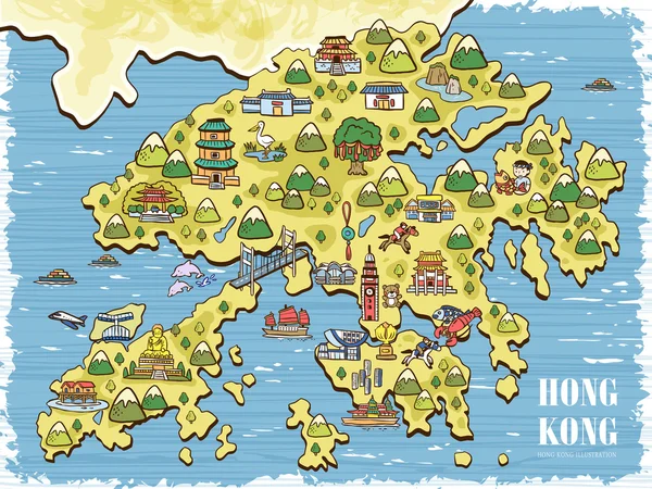 Mapa de viagem de Hong Kong —  Vetores de Stock