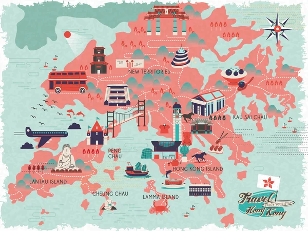 香港旅游地图 — 图库矢量图片
