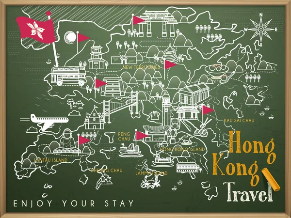 Mapa de viajes de Hong Kong — Archivo Imágenes Vectoriales