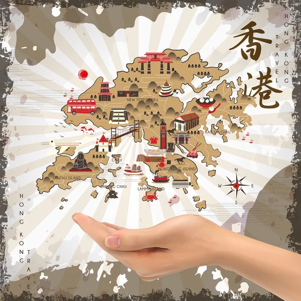 Карта путешествий Гонконга — стоковый вектор