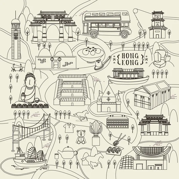 हांगकांग यात्रा अवधारणा — स्टॉक वेक्टर