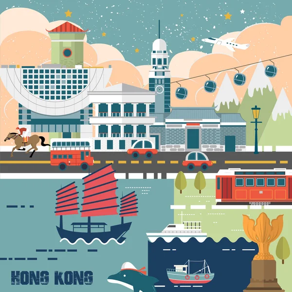 Concept de voyage hong kong — Image vectorielle