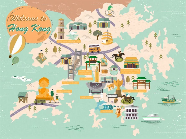 Hong Kong mapa — Vector de stock