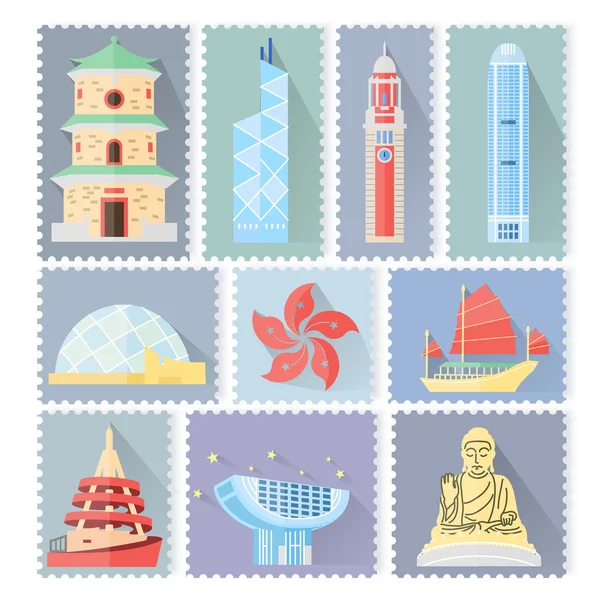 Hong Kong travel attractions — Stock Vector