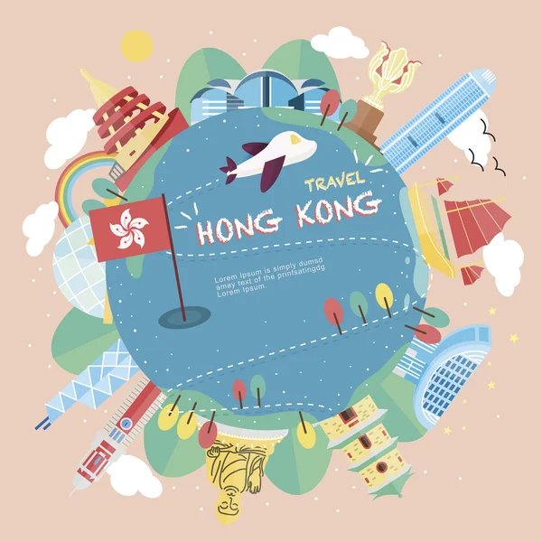 Hong Kong 여행 컨셉 — 스톡 벡터