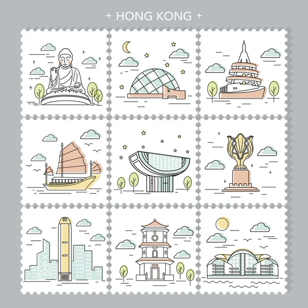 Hong Kong travel attracties — Stockvector