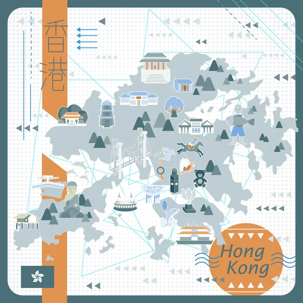 Hong Kong mapa de diseño — Vector de stock