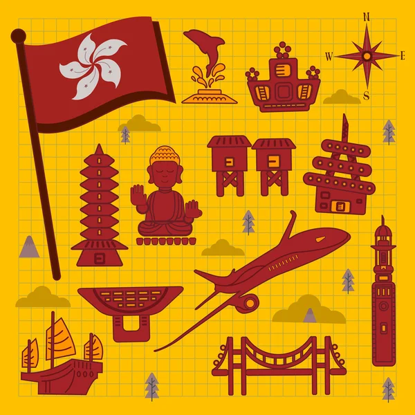 Concept de voyage hong kong — Image vectorielle