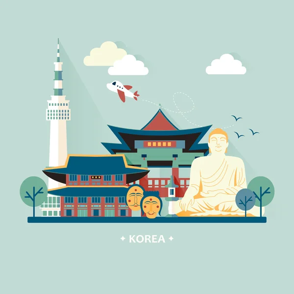 Corea del Sur concepto de viaje — Vector de stock