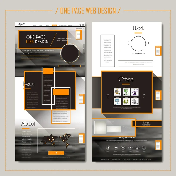 Desain web modern satu halaman - Stok Vektor