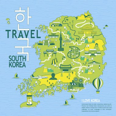 Güney Kore seyahat harita