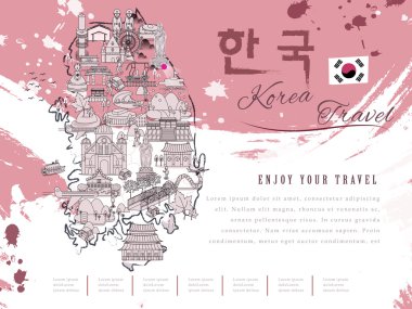 South Korea travel map clipart