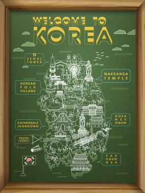 South Korea travel map  clipart