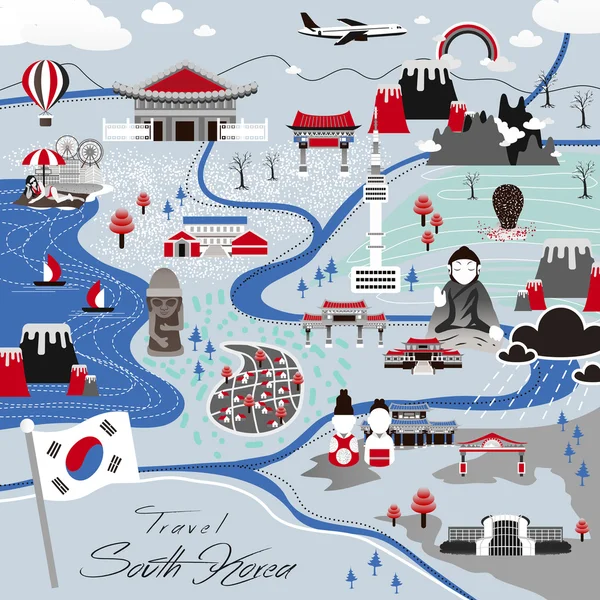 Corée du Sud affiche de voyage — Image vectorielle