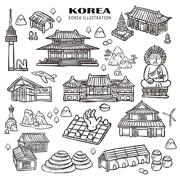 Dél-Korea utazás gyűjtemények — Stock Vector
