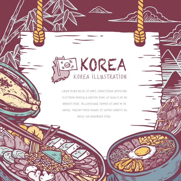 Mouth-watering Korean food — Stock Vector