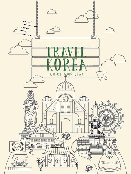 Corea del Sur cartel de viaje — Archivo Imágenes Vectoriales