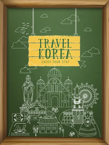 Koleksi perjalanan Korea Selatan - Stok Vektor