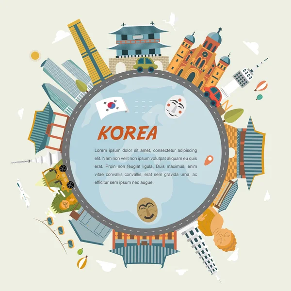 Corea del Sur viajes — Vector de stock