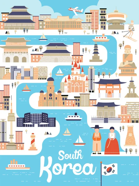 South Korea travel poster — Stock Vector