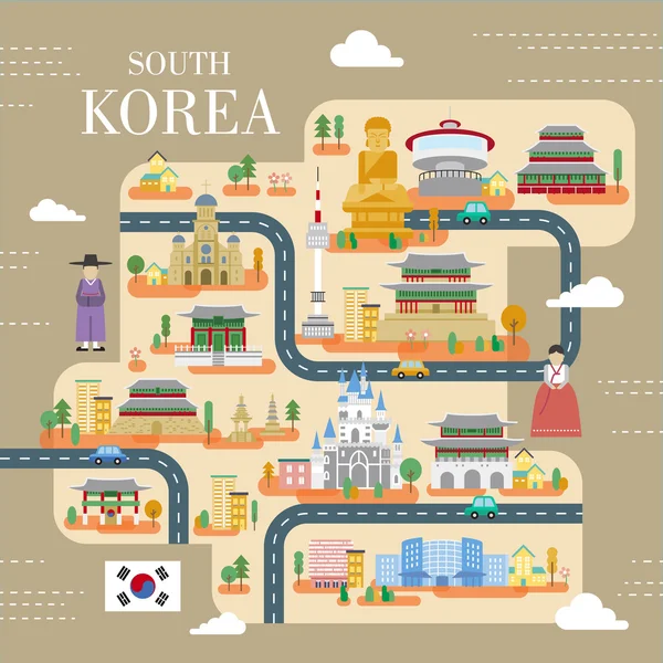 Corea del Sur cartel de viaje — Vector de stock