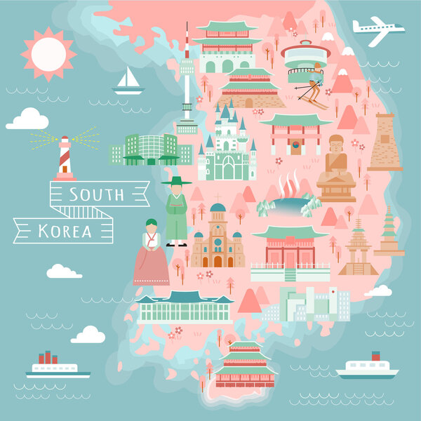 Карта путешествий Южной Кореи
