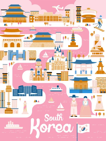Туристический плакат Южной Кореи — стоковый вектор