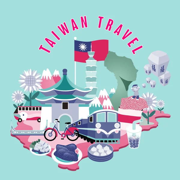 Taiwan ilustração conceito de viagem —  Vetores de Stock