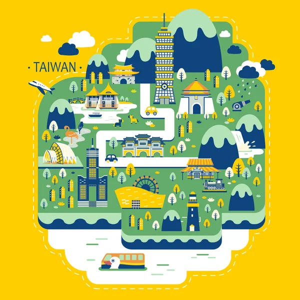 Concepto de viaje taiwan — Vector de stock