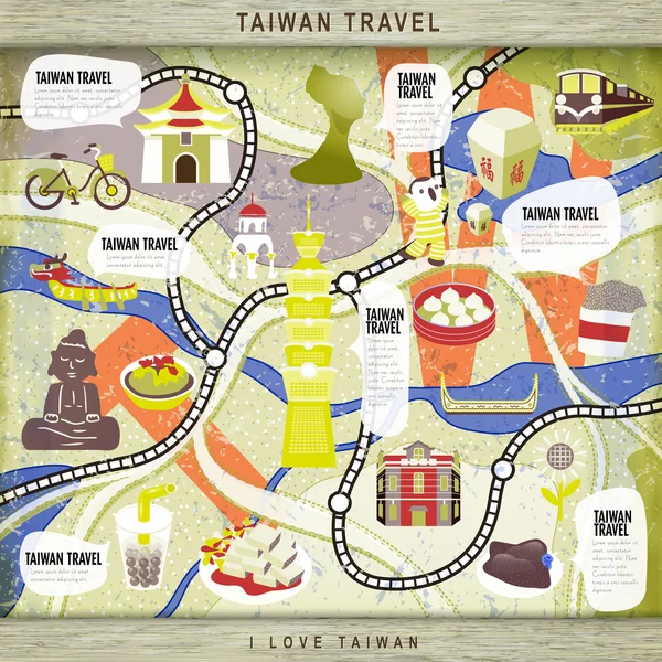 Taiwan travel board game — Stock Vector
