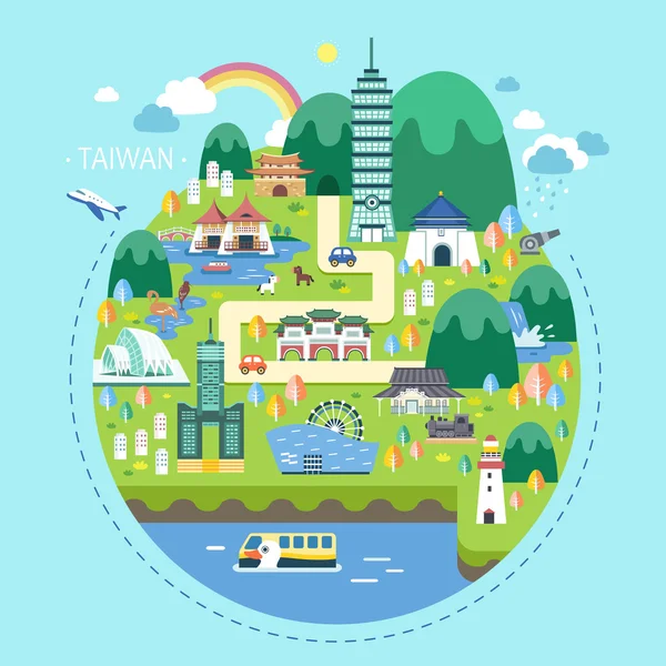 Ταϊβάν ταξίδια έννοια — Διανυσματικό Αρχείο