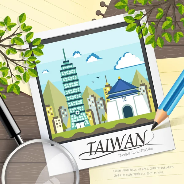 Taiwan attractions de voyage — Image vectorielle