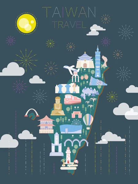 Diseño de póster de viaje Taiwán — Vector de stock