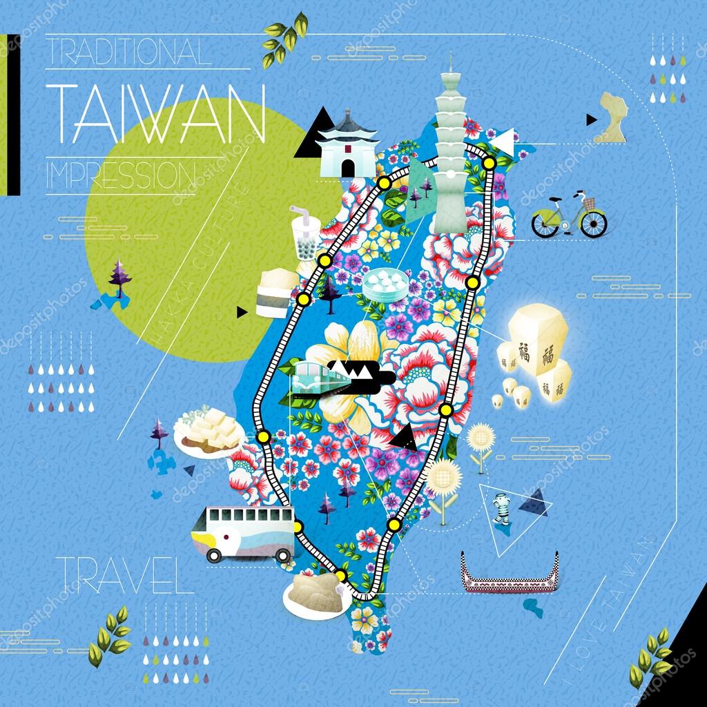 taiwan map with tourist attractions