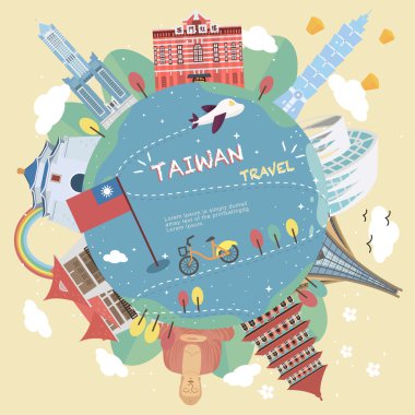 Taiwan travel poster design clipart