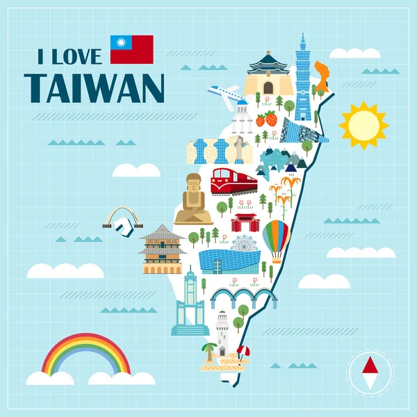 Lovely Тайвань туристичні карти — стоковий вектор
