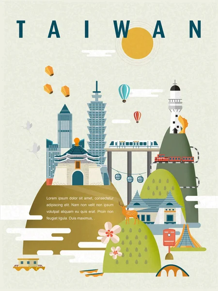 Diseño de póster de viaje Taiwán — Vector de stock