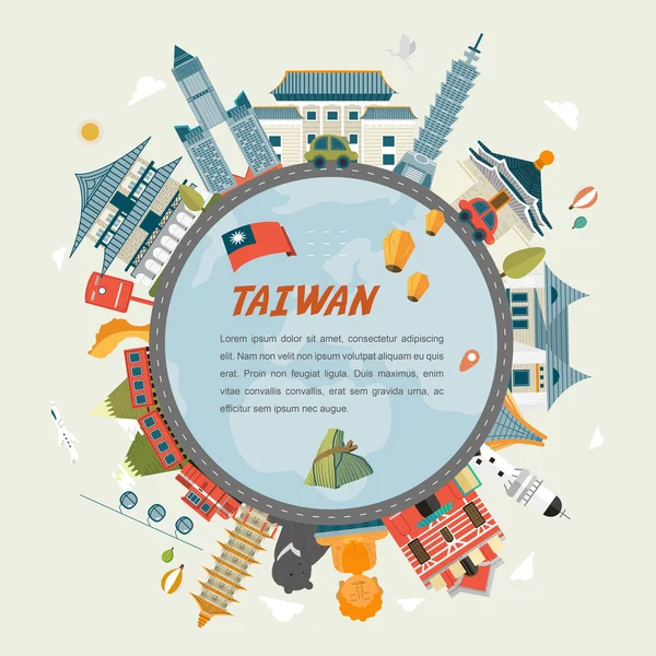 Taiwan affiche de voyage design — Image vectorielle