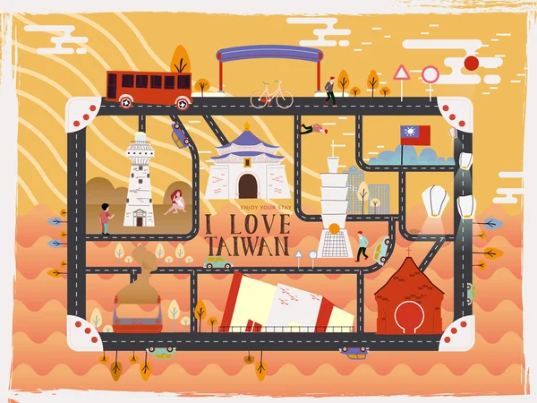 Taiwan éléments de voyage — Image vectorielle