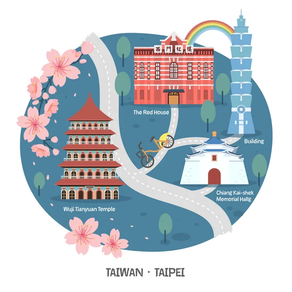 Mapa de Taipei a pie — Archivo Imágenes Vectoriales