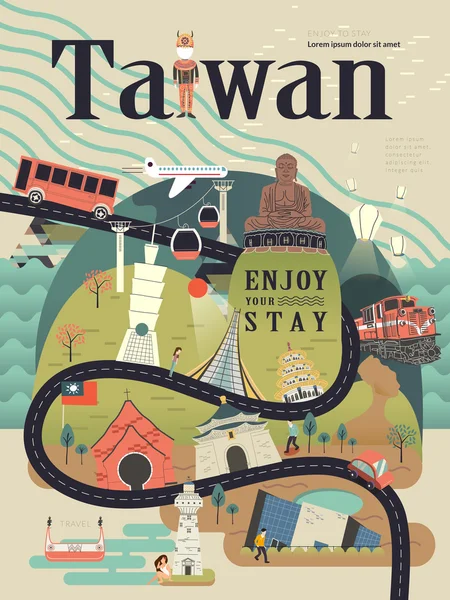 Taiwan poster di viaggio — Vettoriale Stock