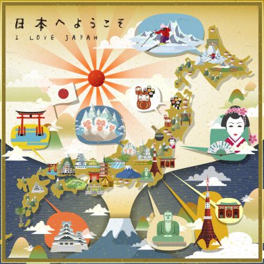 güzel Japonya seyahat harita
