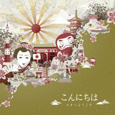 güzel Japonya seyahat harita 