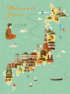güzel Japonya seyahat harita