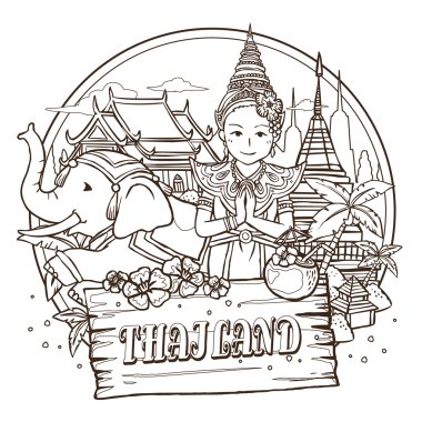 adorable Thailand travel poster clipart