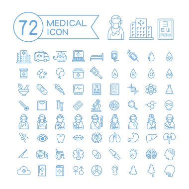 72 tıbbi Icons set