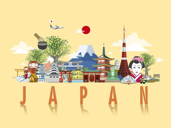 Maravilhoso Japão cartaz de viagem —  Vetores de Stock