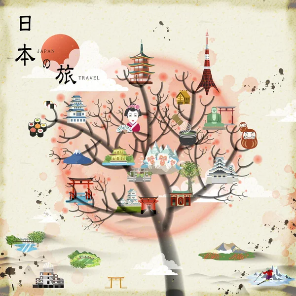 魅力的な日本旅行のポスター — ストックベクタ
