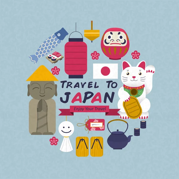 Adorable collection de culture japonaise — Image vectorielle